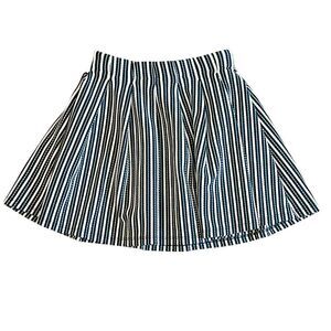 Zara Girls A-Line Pleated Black Gold White Striped Skirt Size 9/10